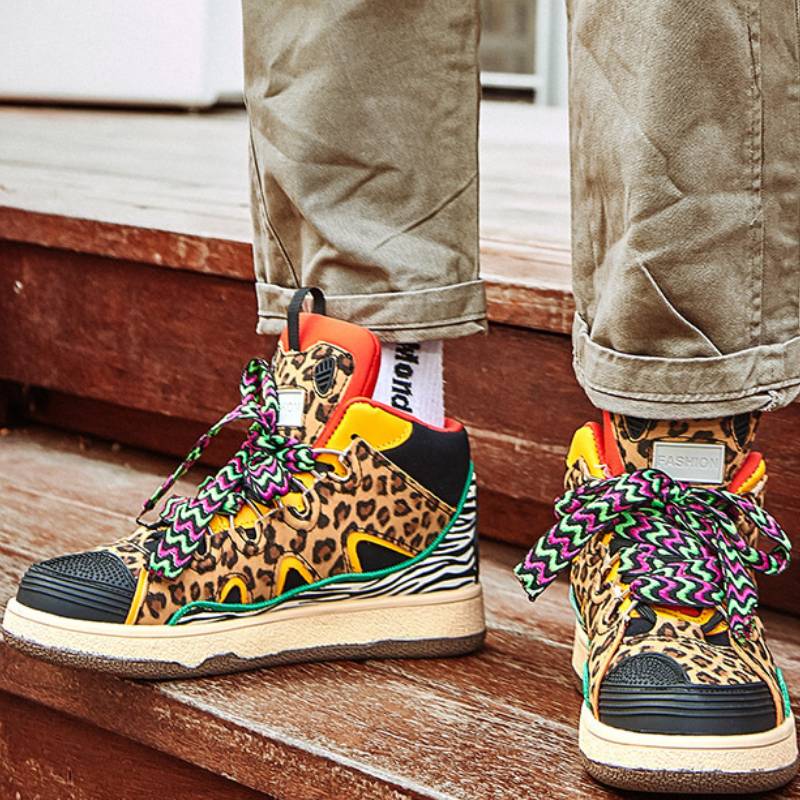 High-Top Trendy Casual Board Shoes Leopard 37 - POIZON