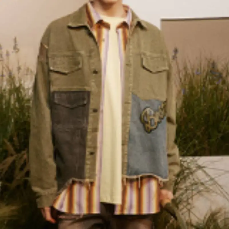 New Style Street Irregular Loose Stitching Street Denim Jacket swag OOTD-2