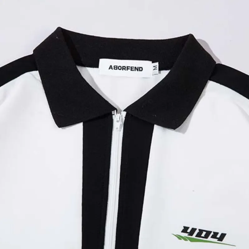 Retro Trendy Loose Letter Polo Shirt-8