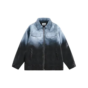 Design Retro Gradient Loose Coat PU Leather Cotton padded Jacket