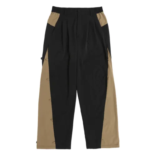 Contrast Color Stitching Buckle Button Windbreaker Trousers