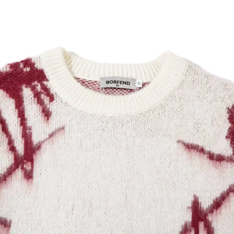 High Street Niche Design Confronted Graffiti Jacquard Sweater-1