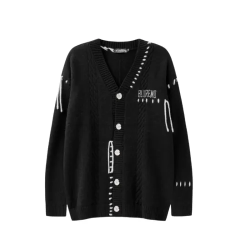 Contrast Color Wear Rope Tassel Design Sense Knitted Cardigan Letter Embroidered Loose Sweater