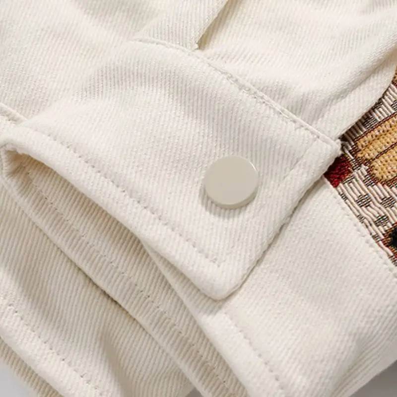 Embroidered Style Street Loose Denim Jacket-4