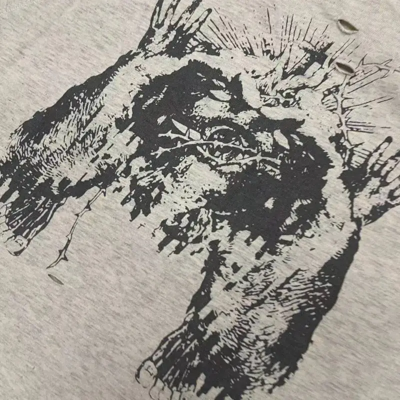 Retro Graffiti Print Short Sleeve T shirt-3