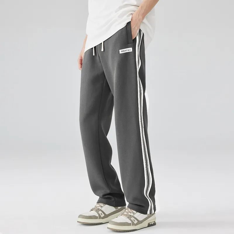 Loose Straight Stitching Striped Pants-13