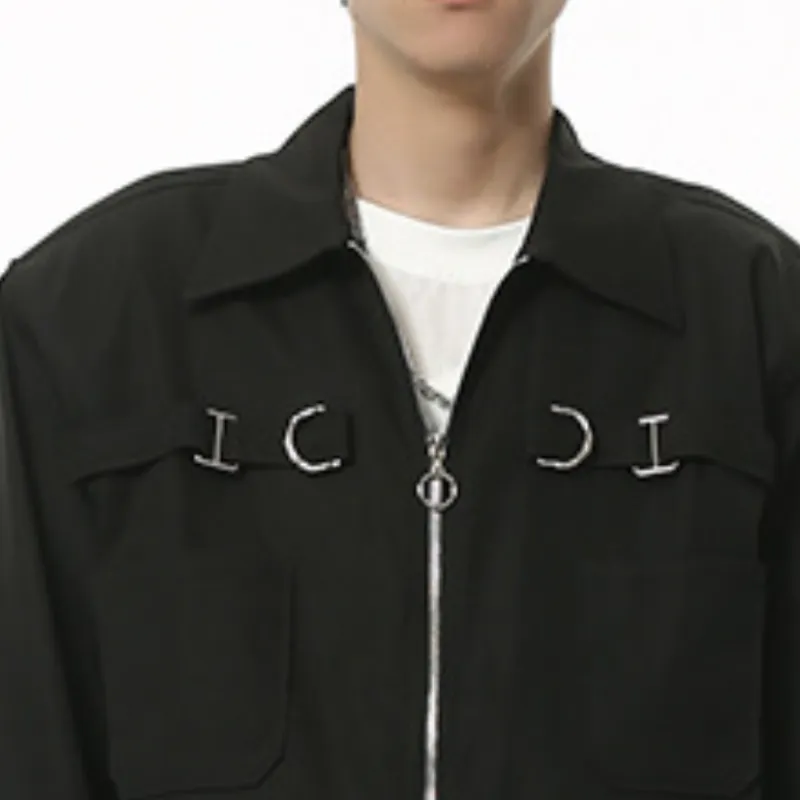 Ruffian Handsome Zipper Casual Shoulder Pad Jacket-5