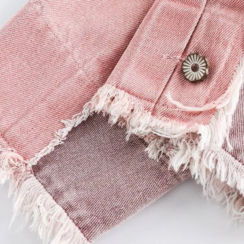 Stitching Edge Laps Color block Cardigan Denim Jacket-2