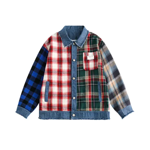 Hip-Hop Stitching Denim Plaid Jacket