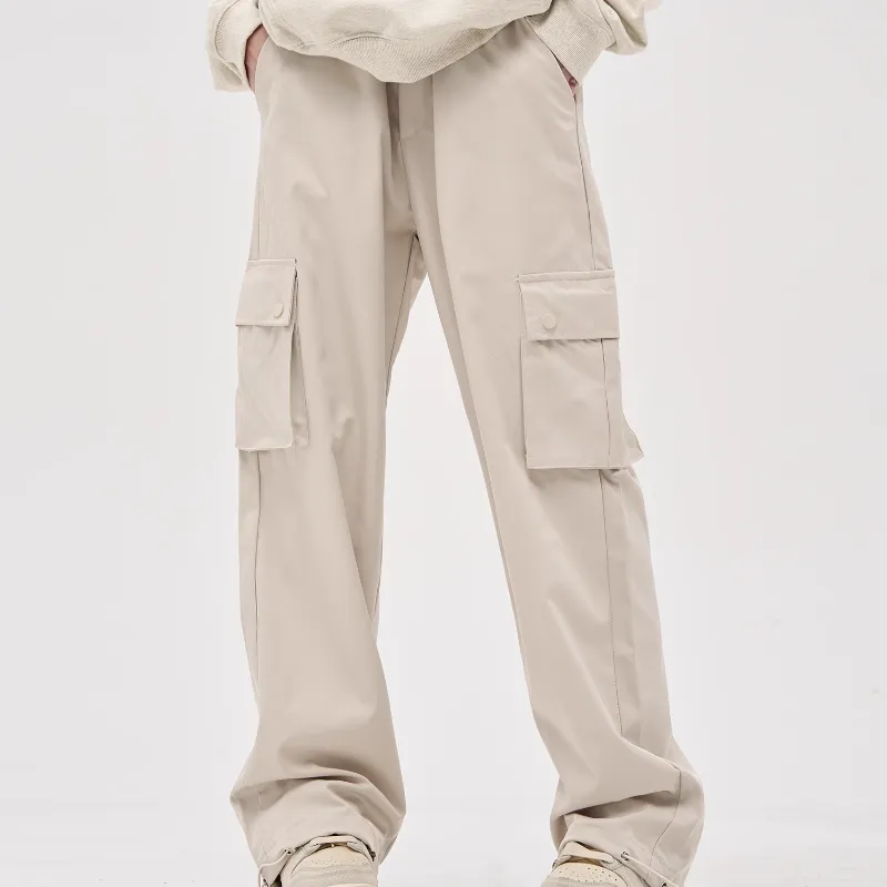Retro Simple Loose Cargo Pants-5