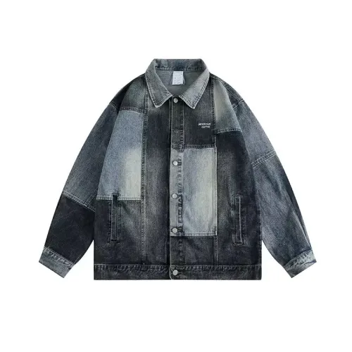 Contrast Color Washed Old Hiphop Casual Loose Denim Jacket