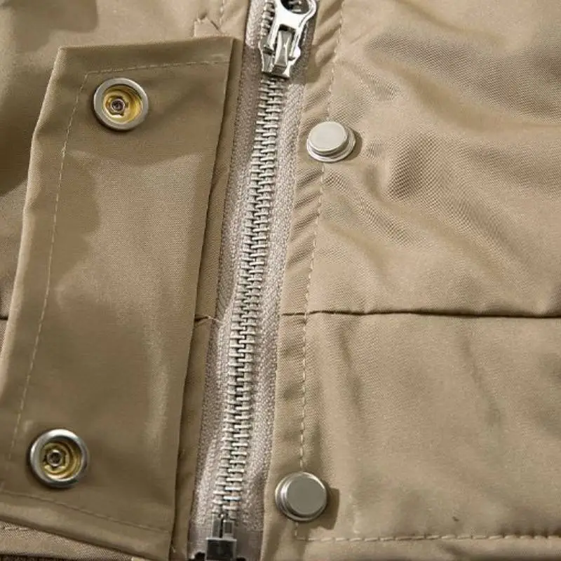 Retro High Street Design Sense Functional Bomber Jacket-5
