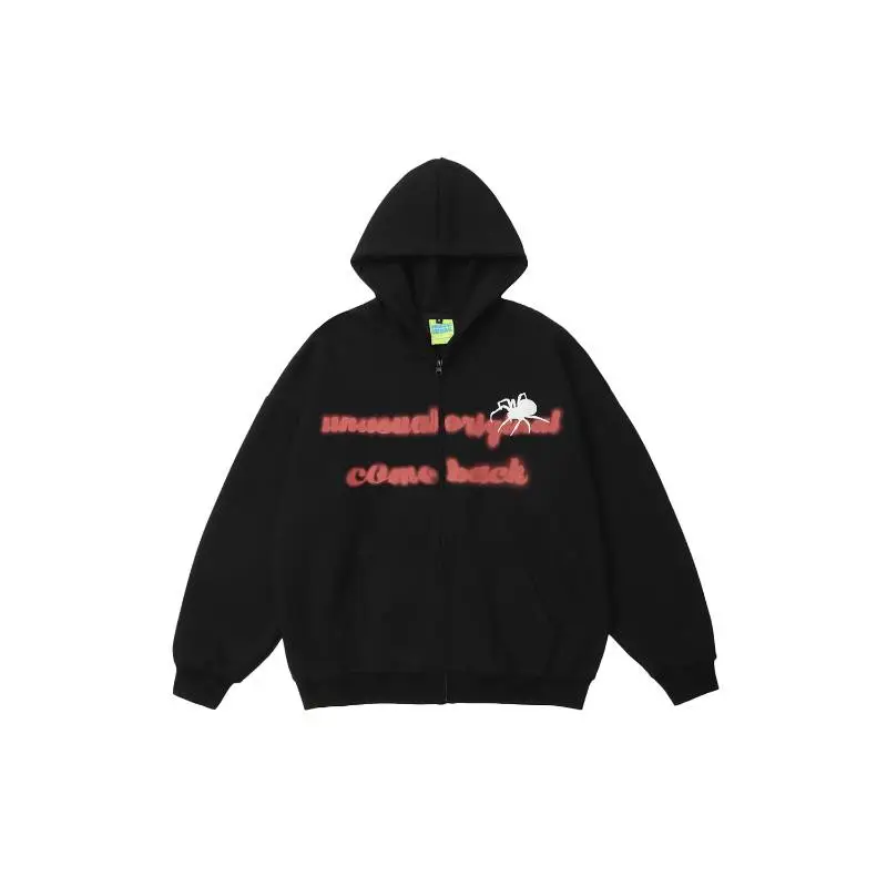 Spider Pattern Fleece Hoodie-0