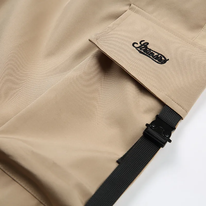 Retro Contrast Color Splice Multi Pocket Cargo Pants-7