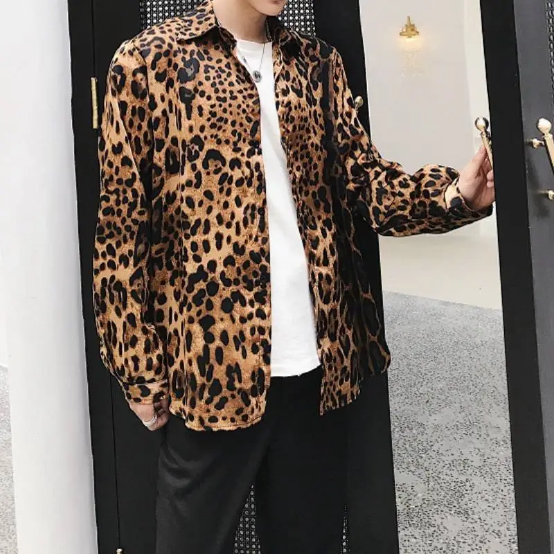 Trendy Leopard Print Long Sleeved Shirt-1
