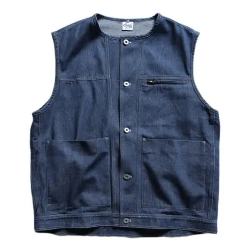 Washed Multi-Pocket Denim Vest