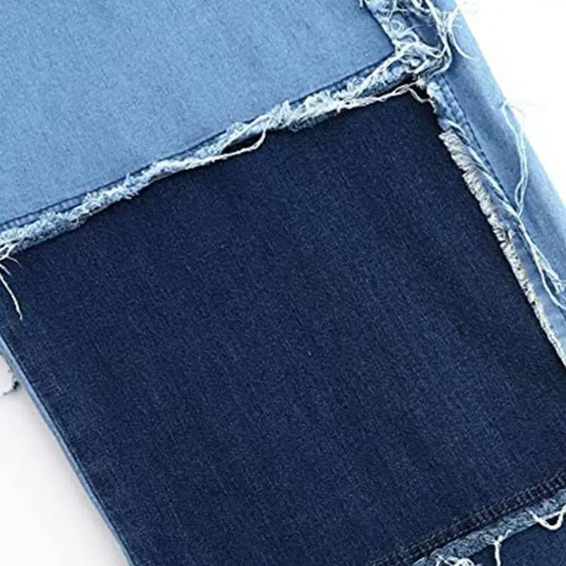 Patchwork Washed Stitched Denim Trousers-4