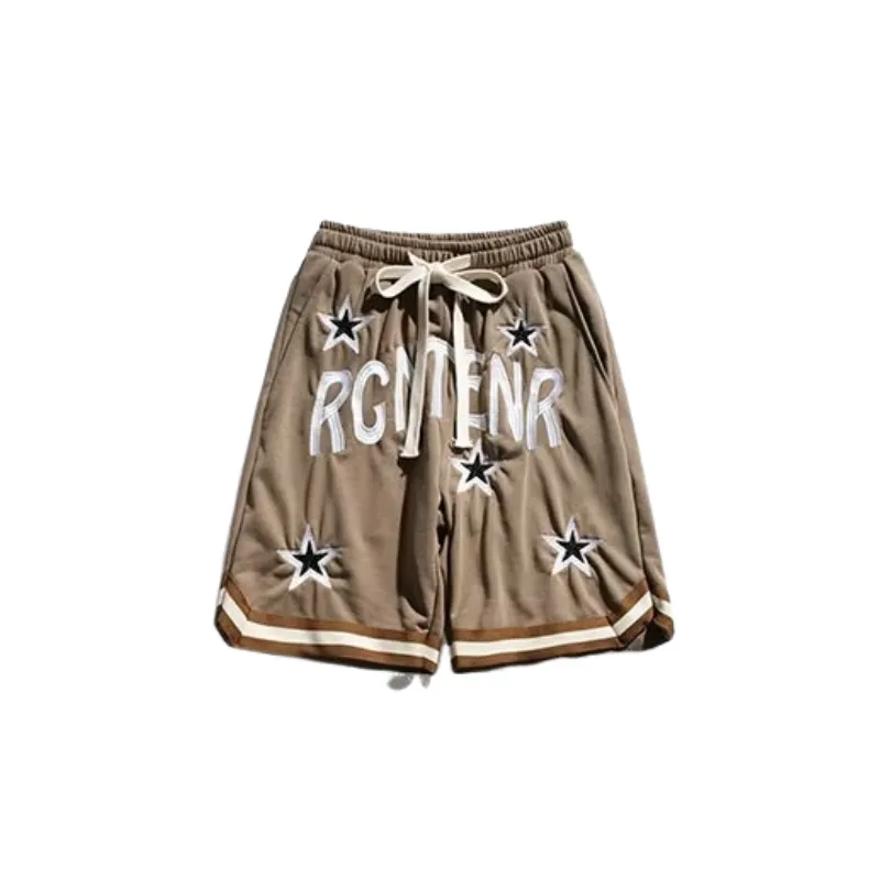 Vintage Drawstring Embroidered Shorts-2