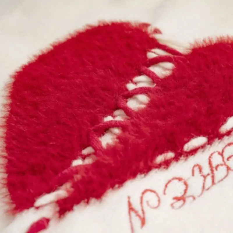 Love Embroidered Loose Crewneck Knitted Sweater-4