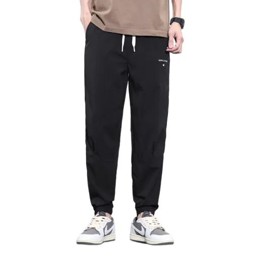 Solid Color Elastic Waist Loose Casual Pants