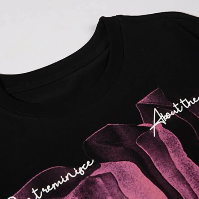 Hip hop Letter Graffiti Printed Short sleeved T shirt-4