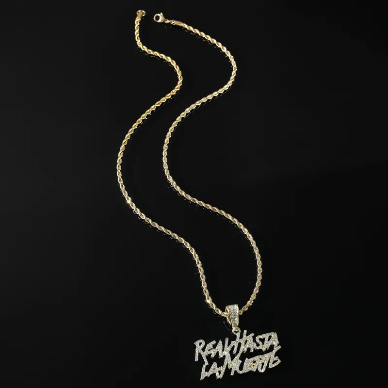 Hip Hop Diamond Letter Pendant Necklace-1