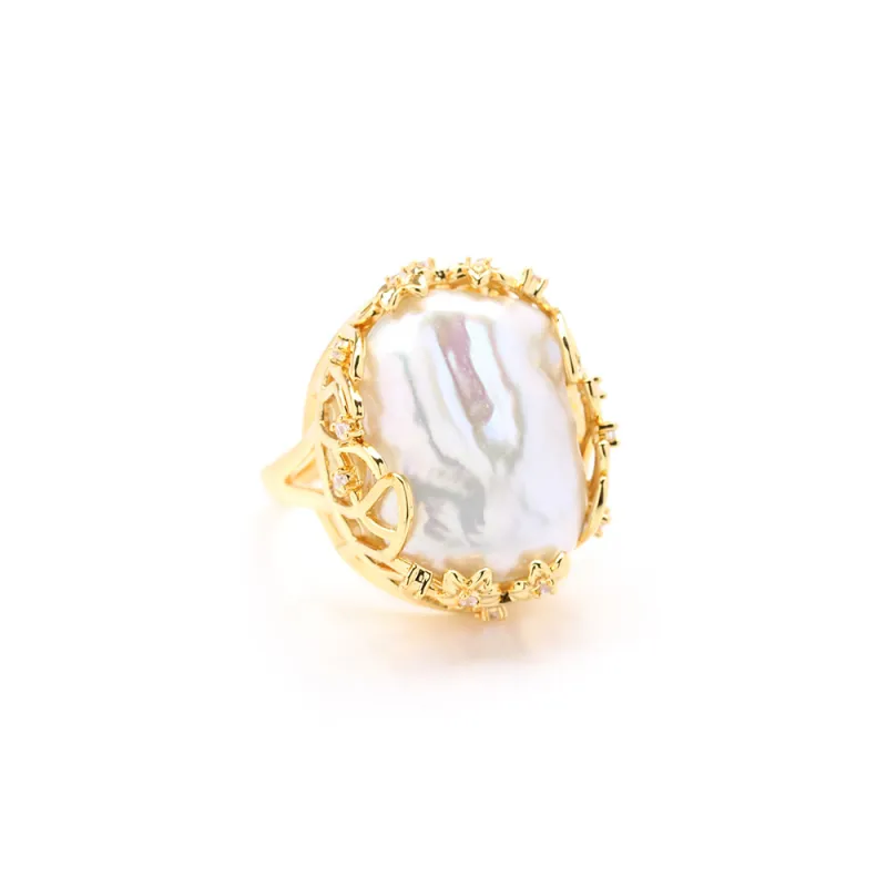 Retro Pearl Two Color Ring-2