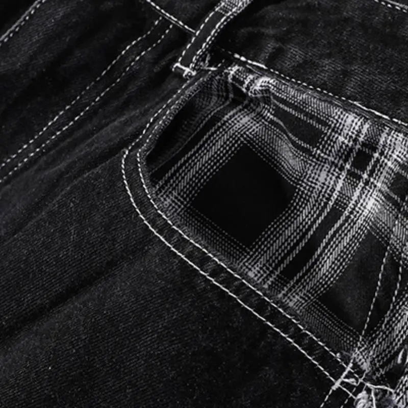 Trendy Stitching Denim Trousers-4