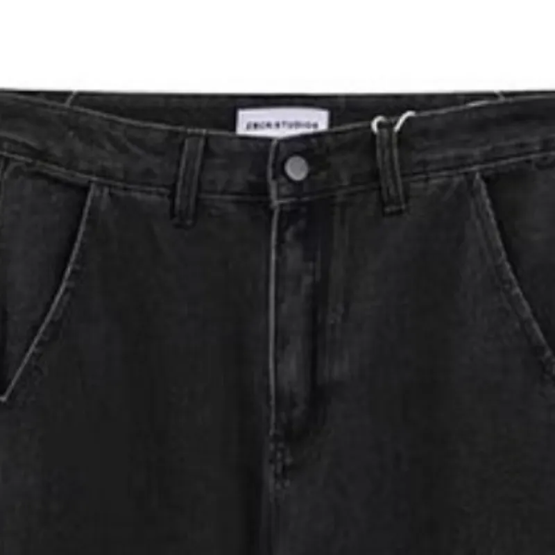 Hip hop Straight Embroidery Jeans-4