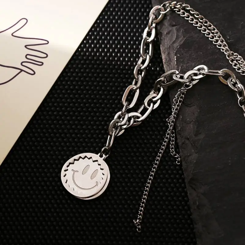 Double Smiley Face Necklace-3
