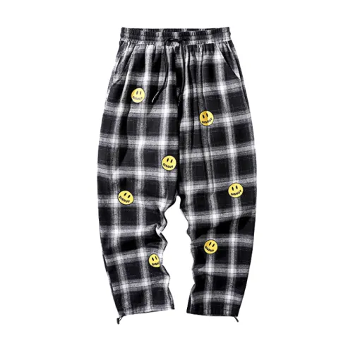 Plaid Drawstring Trousers