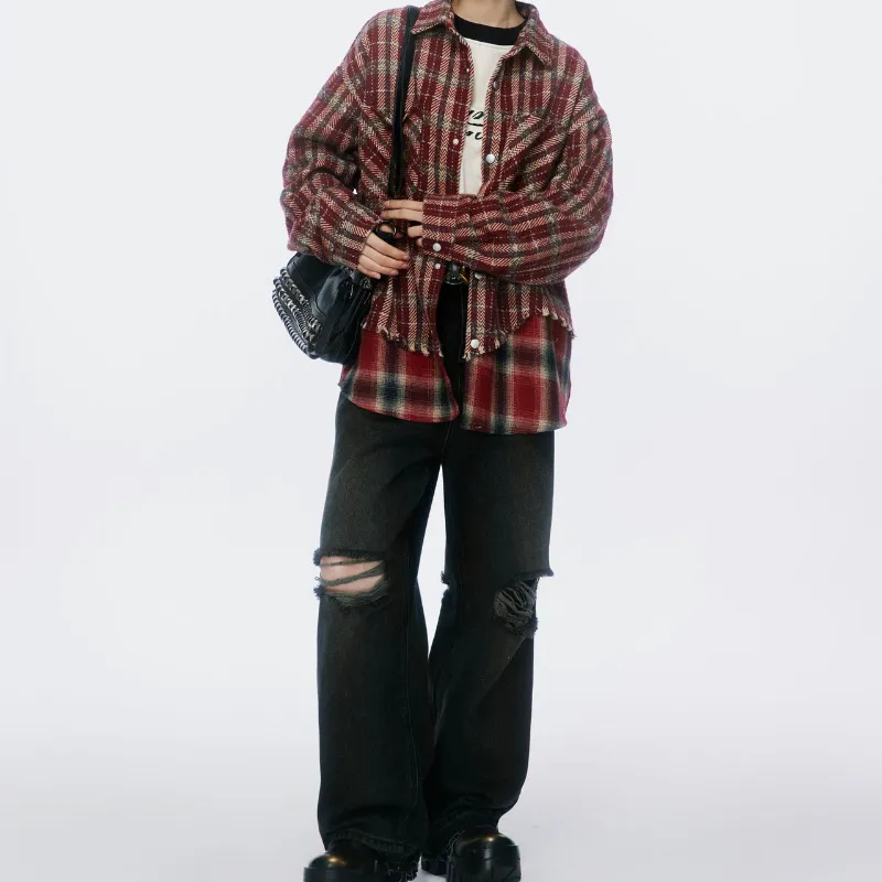 Trendy Retro Plaid Loose Jacket-8
