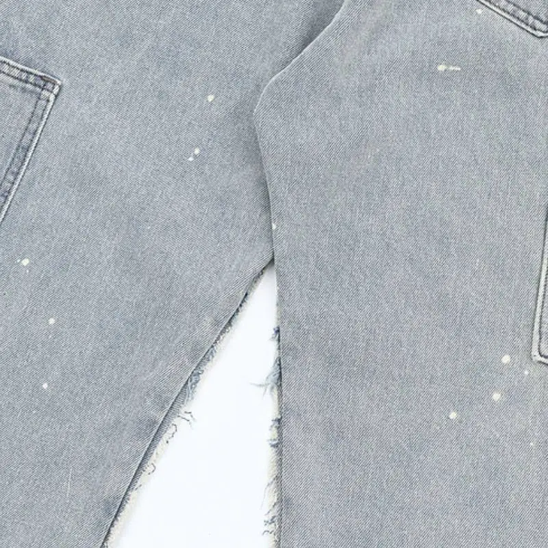 High Street Vibe Burr Stitching Patch Destruction Logging Pants-3