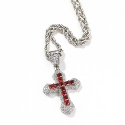 Full Diamond Cross Pendant Necklace