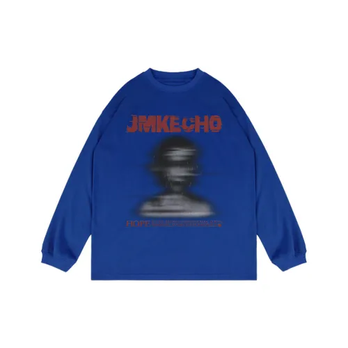 Blurred Figure Printed Long Sleeve Round Neck Washed Hoodie