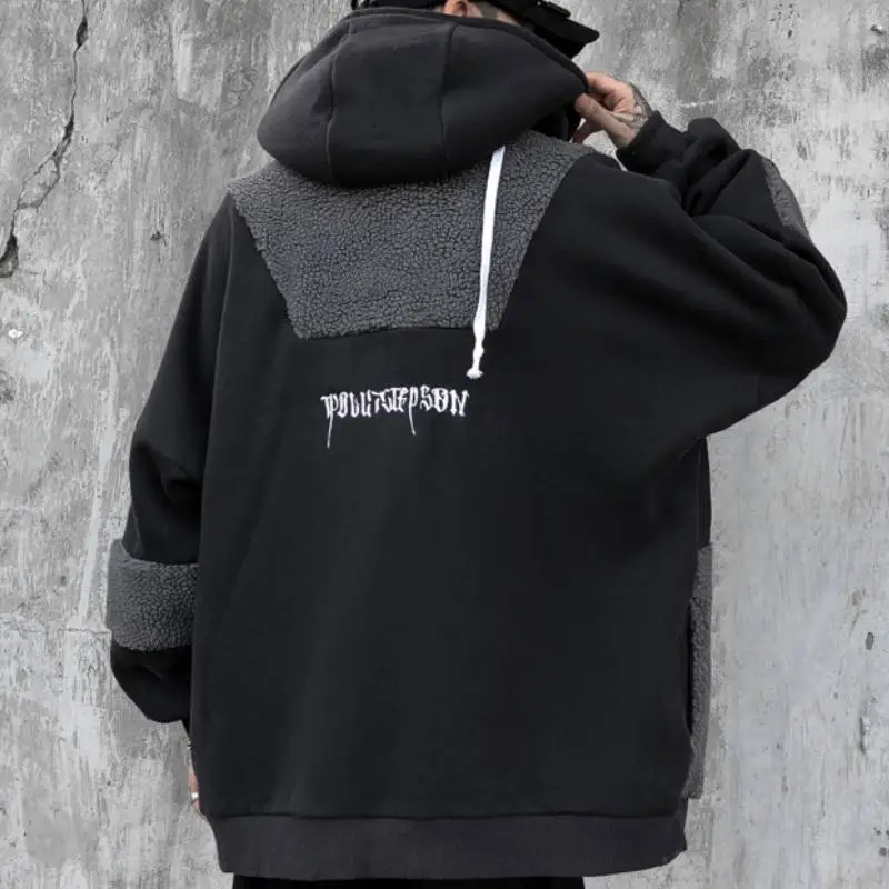Lamb Fleece Thickened Hooded Collar Sweatshirt-1