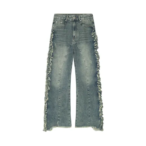 High Street Vibe Rough Stitching Jeans