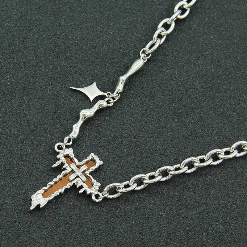 Creative Cross Pendant Splicing Necklace-2