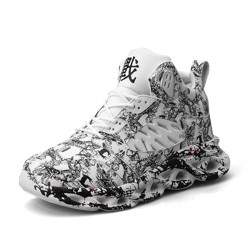 Graffiti High top Lightweight Breathable Tide Shoes-10