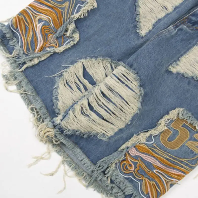 Trendy Hip Hop Splashed Jeans Shorts-4