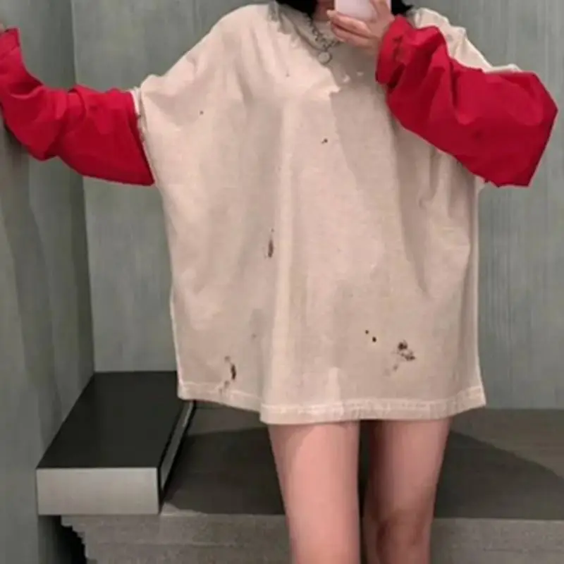 Casual Contrast Color T shirt-3