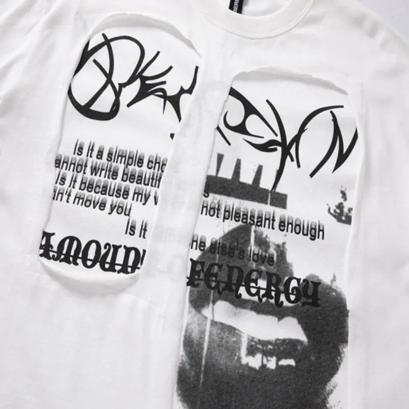 Retro Abstract Printing Short Sleeved T shirt-3