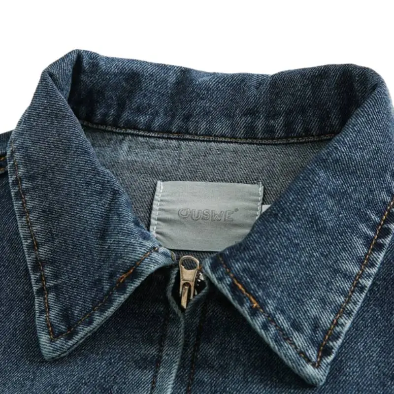 American Style Cleanfit Style Vintage Loose Washed Laps Tooling Denim Jacket Jacket-5
