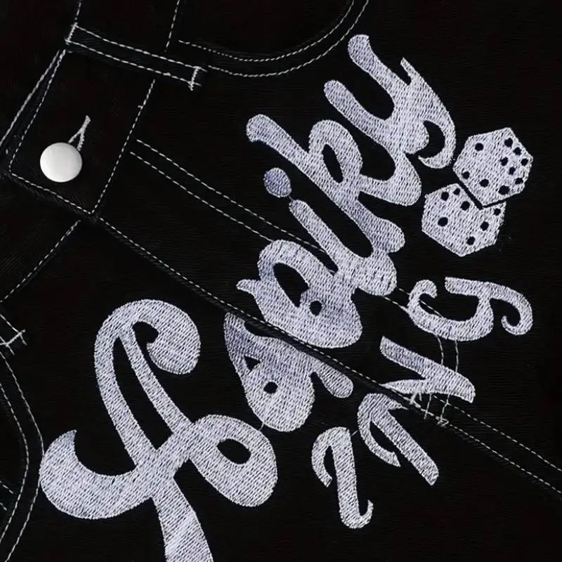 Graffiti Stitching Letter Trousers-4