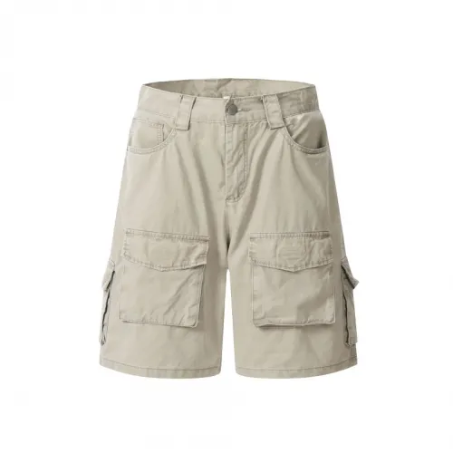 Casual Washed Multi-Pocket Shorts