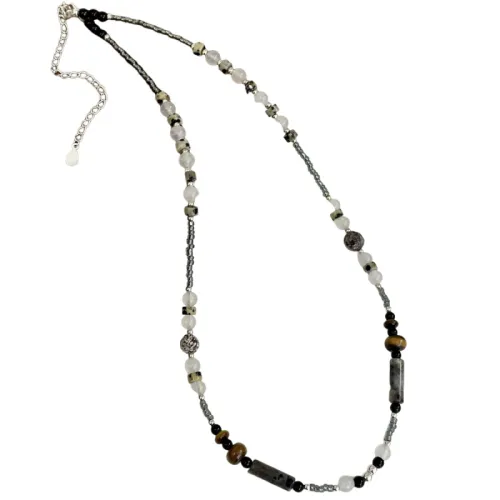 Sterling Silver Natural Stone Beaded Necklace