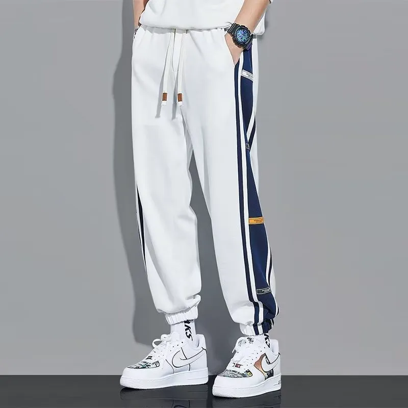 Plus Size Sports Foot binding Fashionable Color Matching Casual Pants-3