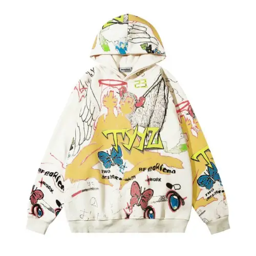 Graffiti Cartoon Abstract Print Hooded Sweater