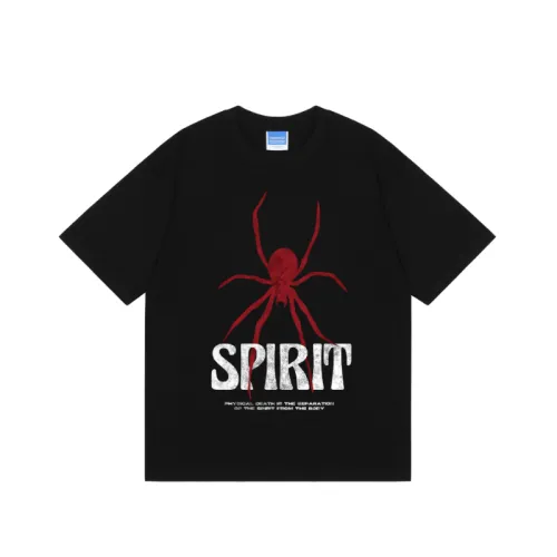 Spider Print Loose Round Neck T-Shirt