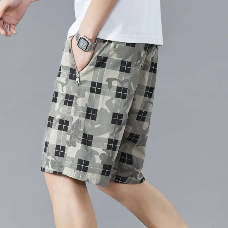 Loose Casual Camouflage Plaid Printed Large Pants-11
